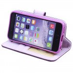 Wholesale iPhone 6 Plus 5.5 Quilted Flip PU Leather Wallet Case with Strap (Purple)